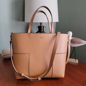 Tory Burch Block-T Small Tote Mustard Yellow Unlined Leather